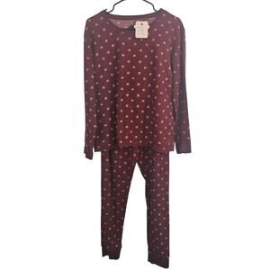 Sam & Olivia Sleepwear Pajama Set Medium Lounge Relaxed Stretch Soft Maroon New